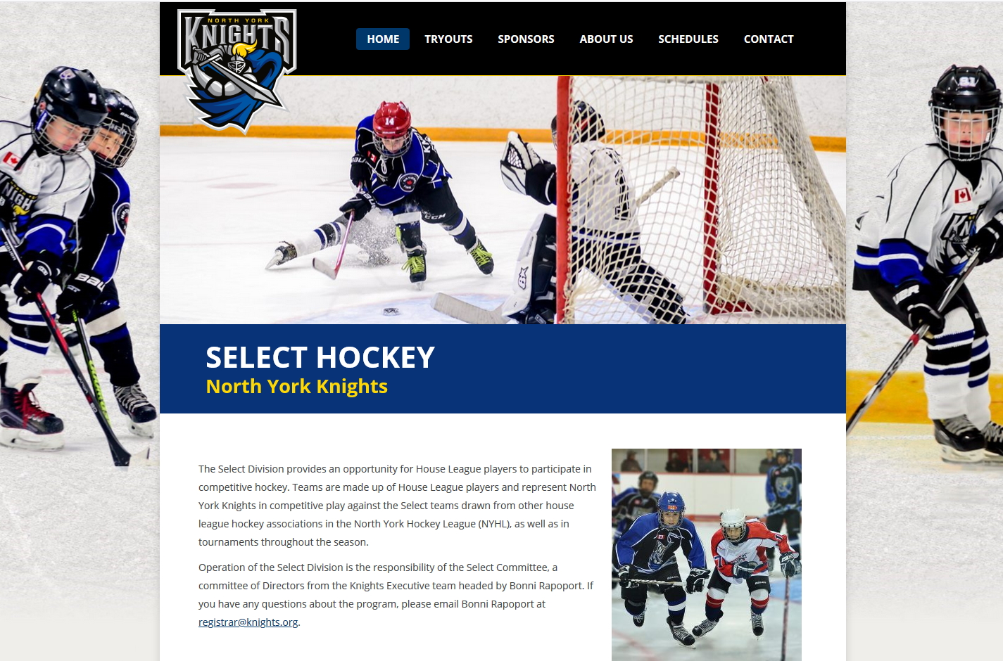 Knights Hockey Website Design